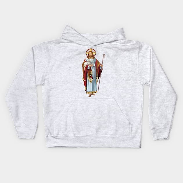 Jesus Christ the Good Shepherd Kids Hoodie by Marccelus